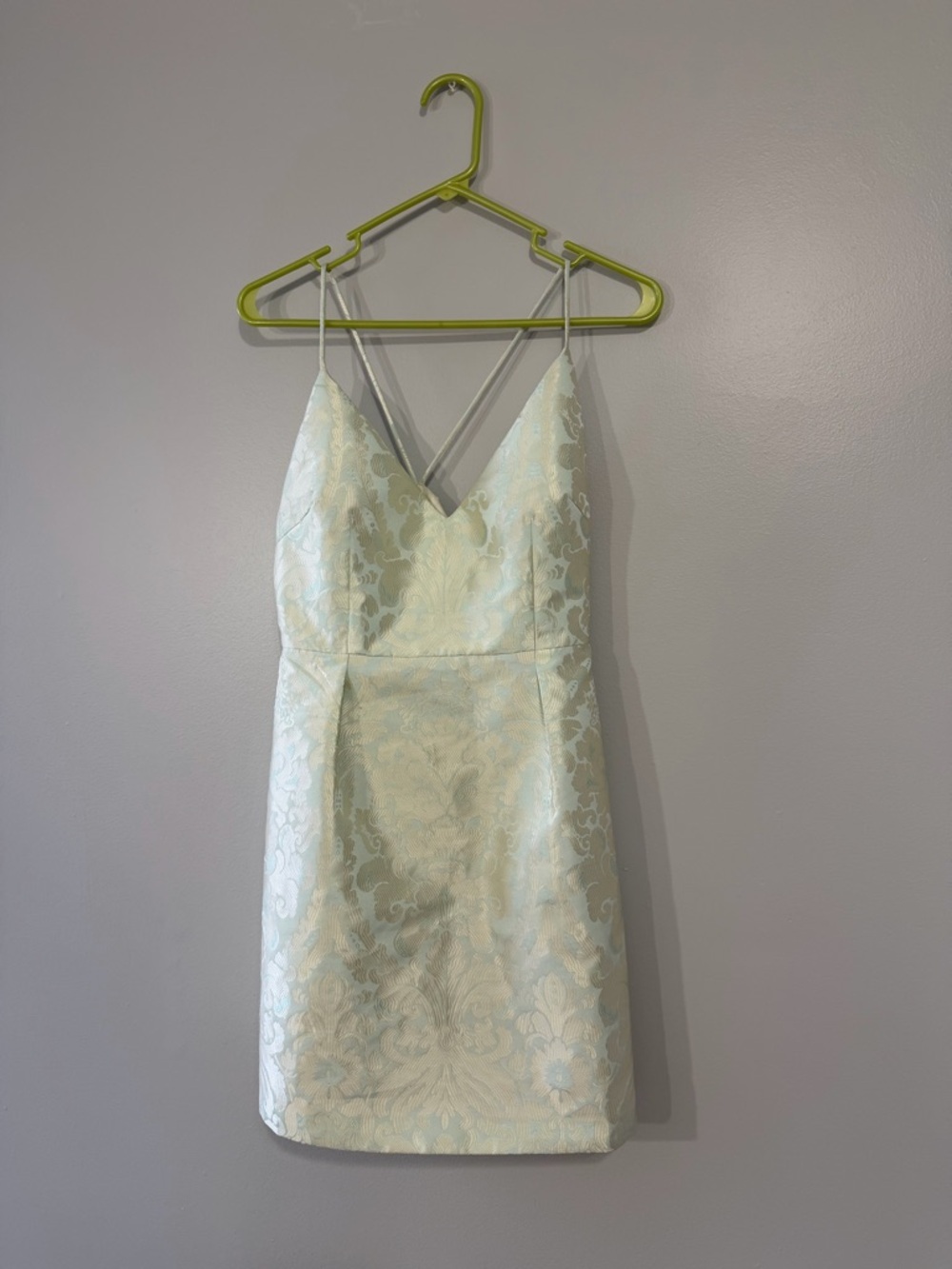 Free People Light Mint Jacquard V-Neck Mini Dress